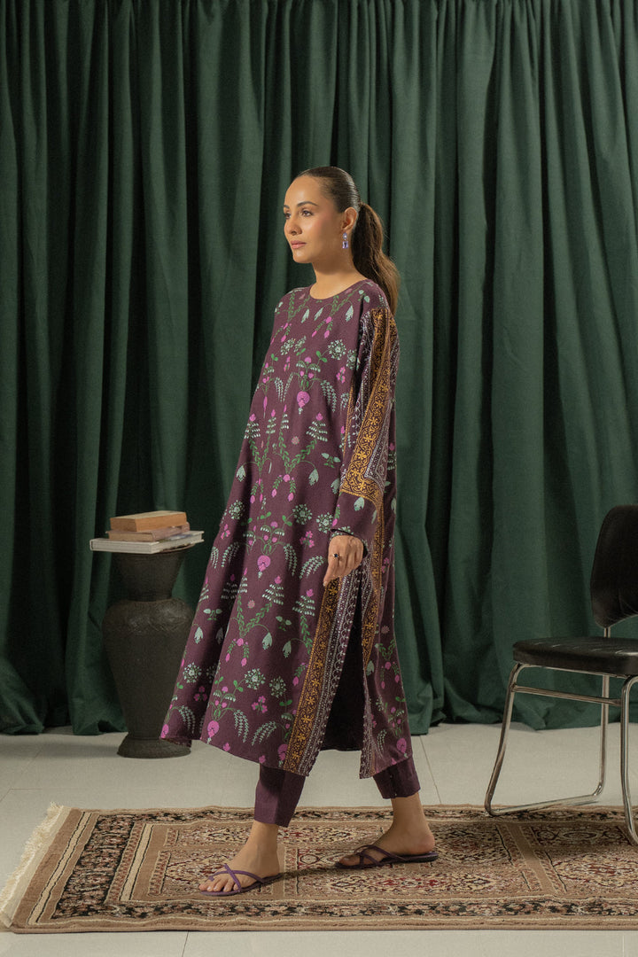Peached Viscose Plum Stitched Suit - Ego