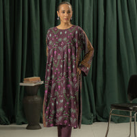 Peached Viscose Plum Stitched Suit - Ego