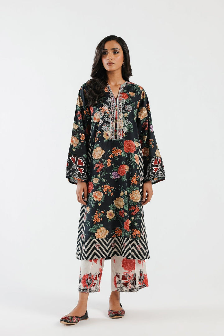 Lawn Black Stitched Suit - Ethnic