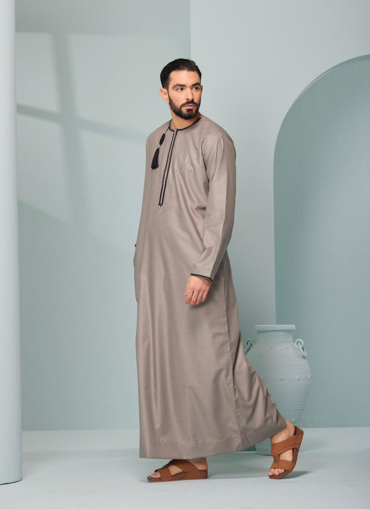 Omaar Beige and Black Premium Jubba - Jiah