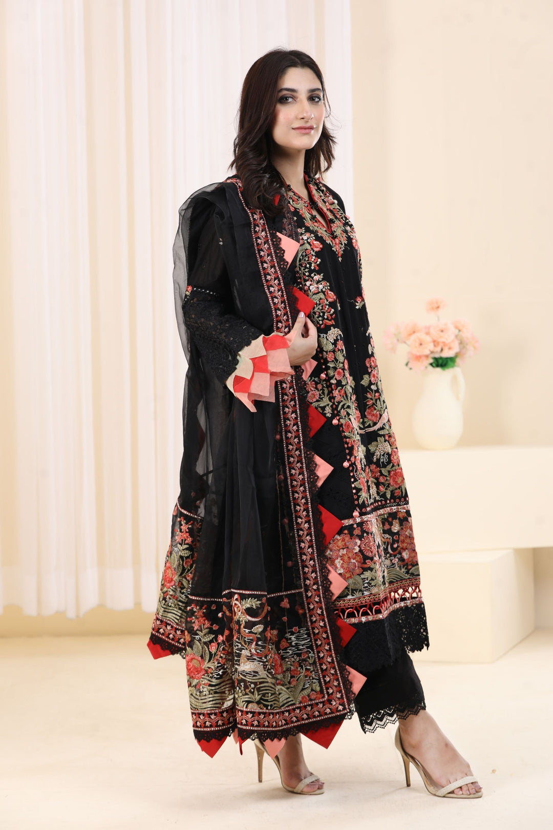 Black 3 Piece Suit - Elan Luxury Lawn