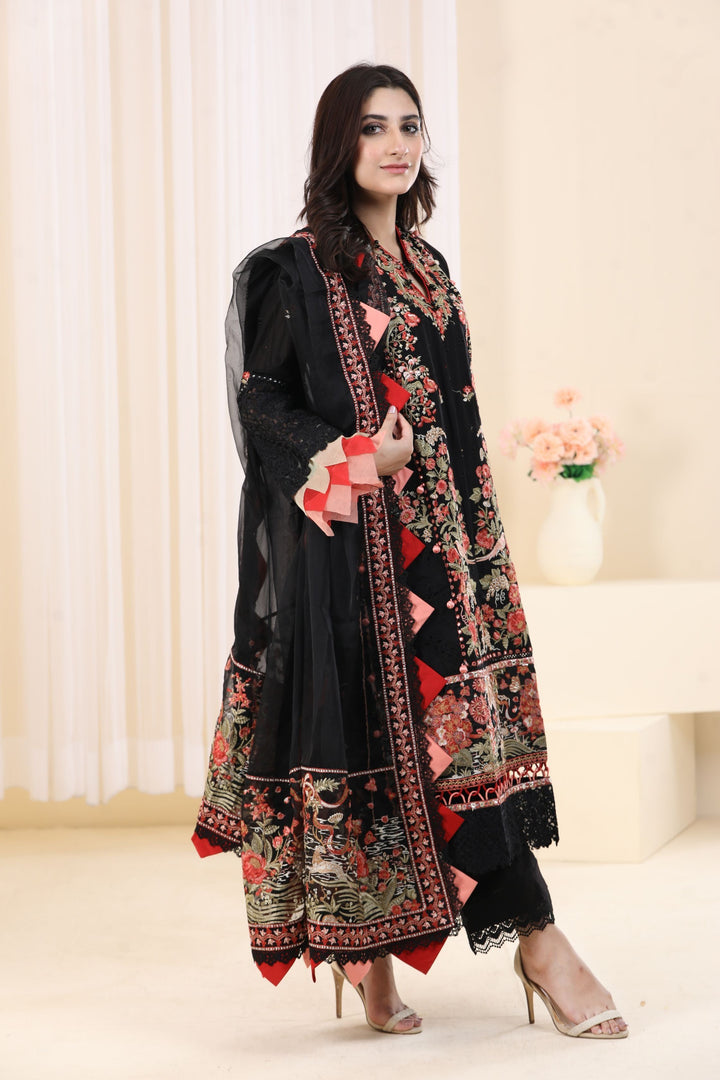 Black 3 Piece Suit - Elan Luxury Lawn