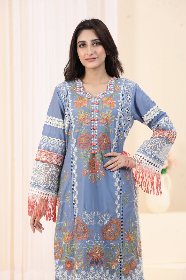 Grey 3 Piece Suit - Elan Luxury Lawn