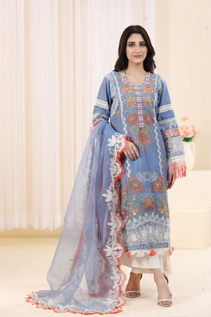 Grey 3 Piece Suit - Elan Luxury Lawn