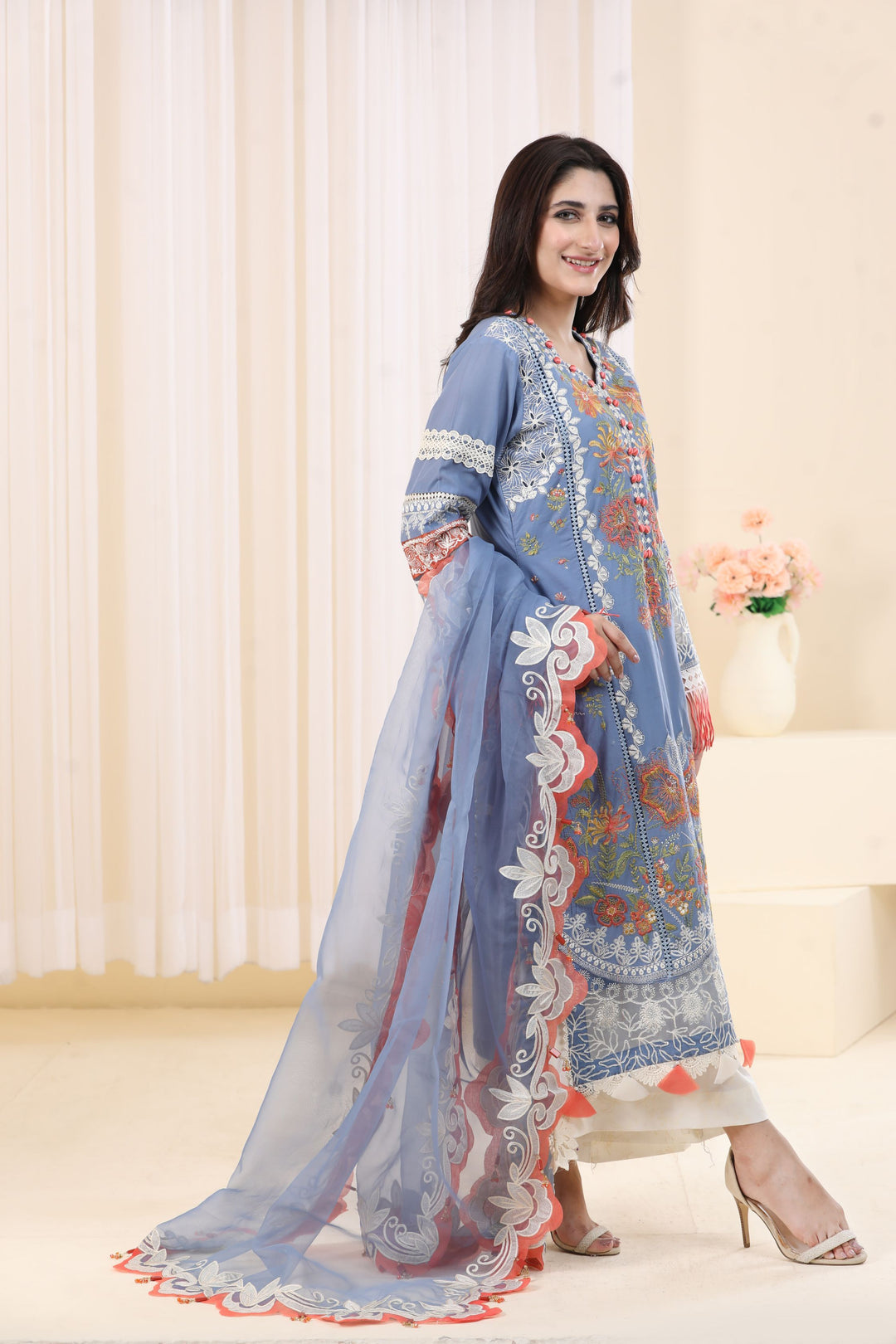 Grey 3 Piece Suit - Elan Luxury Lawn