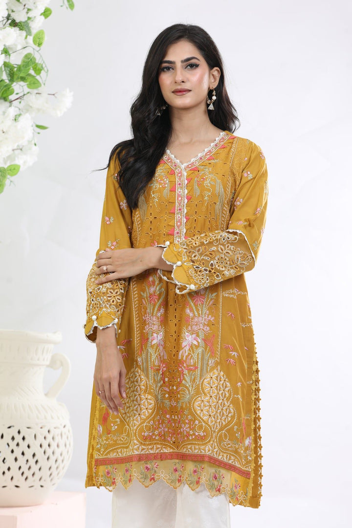 Gold 3 Piece Suit - Elan Luxury Lawn
