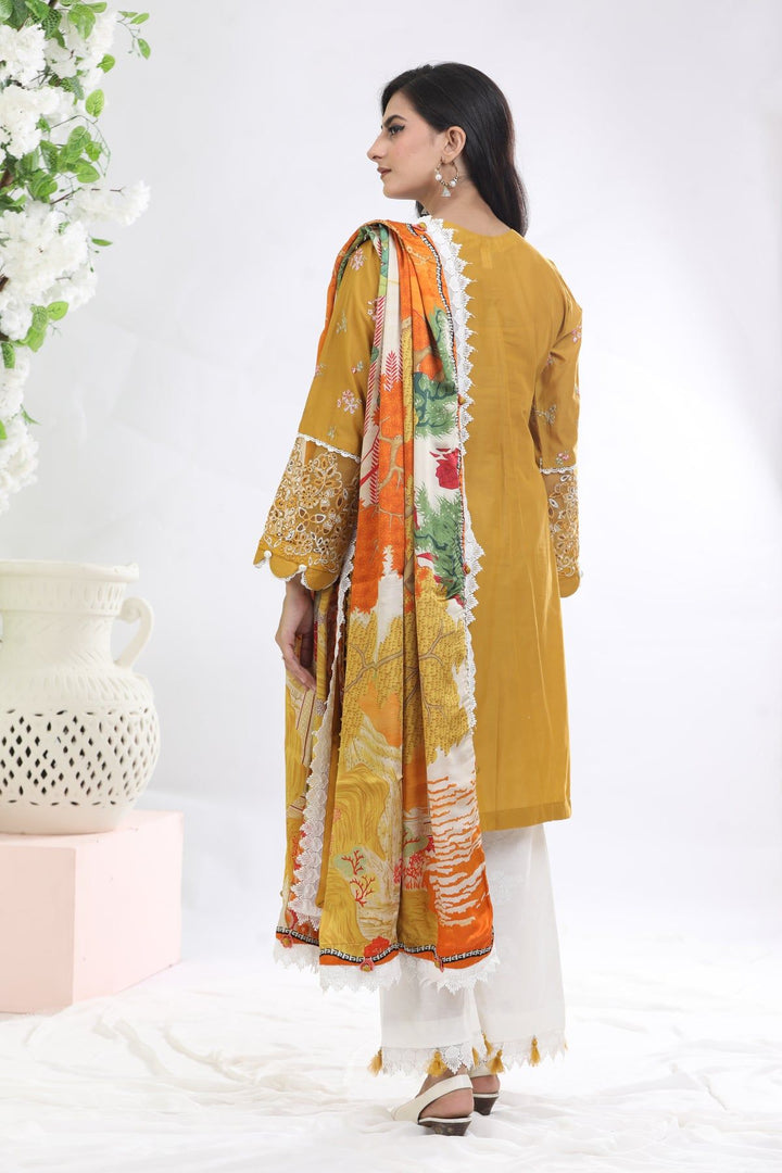 Gold 3 Piece Suit - Elan Luxury Lawn