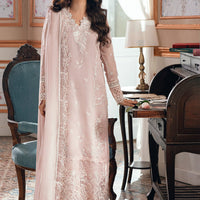 Embroidered Khaddi Net Pink Stitched Suit - Azure
