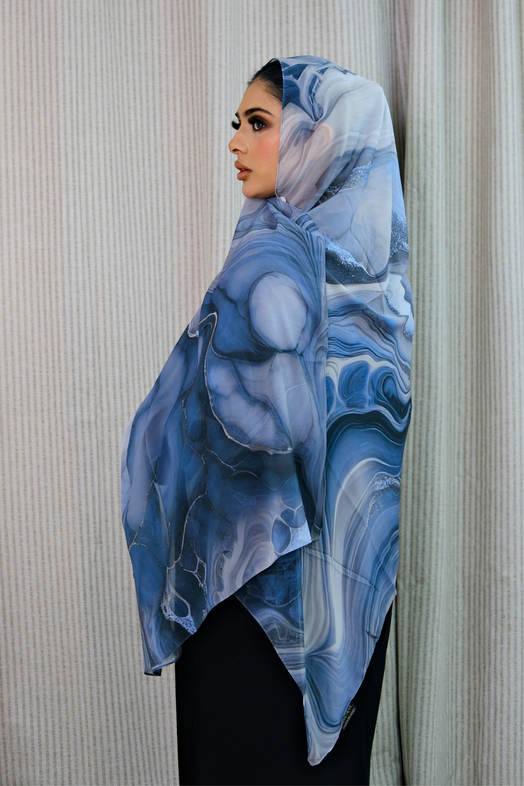 Stone Flow Blue Printed Hijab
