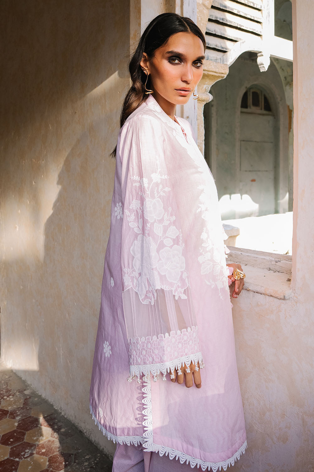 Embroidered Self Jacquard Light Pink Stitched Suit - Gul Ahmed