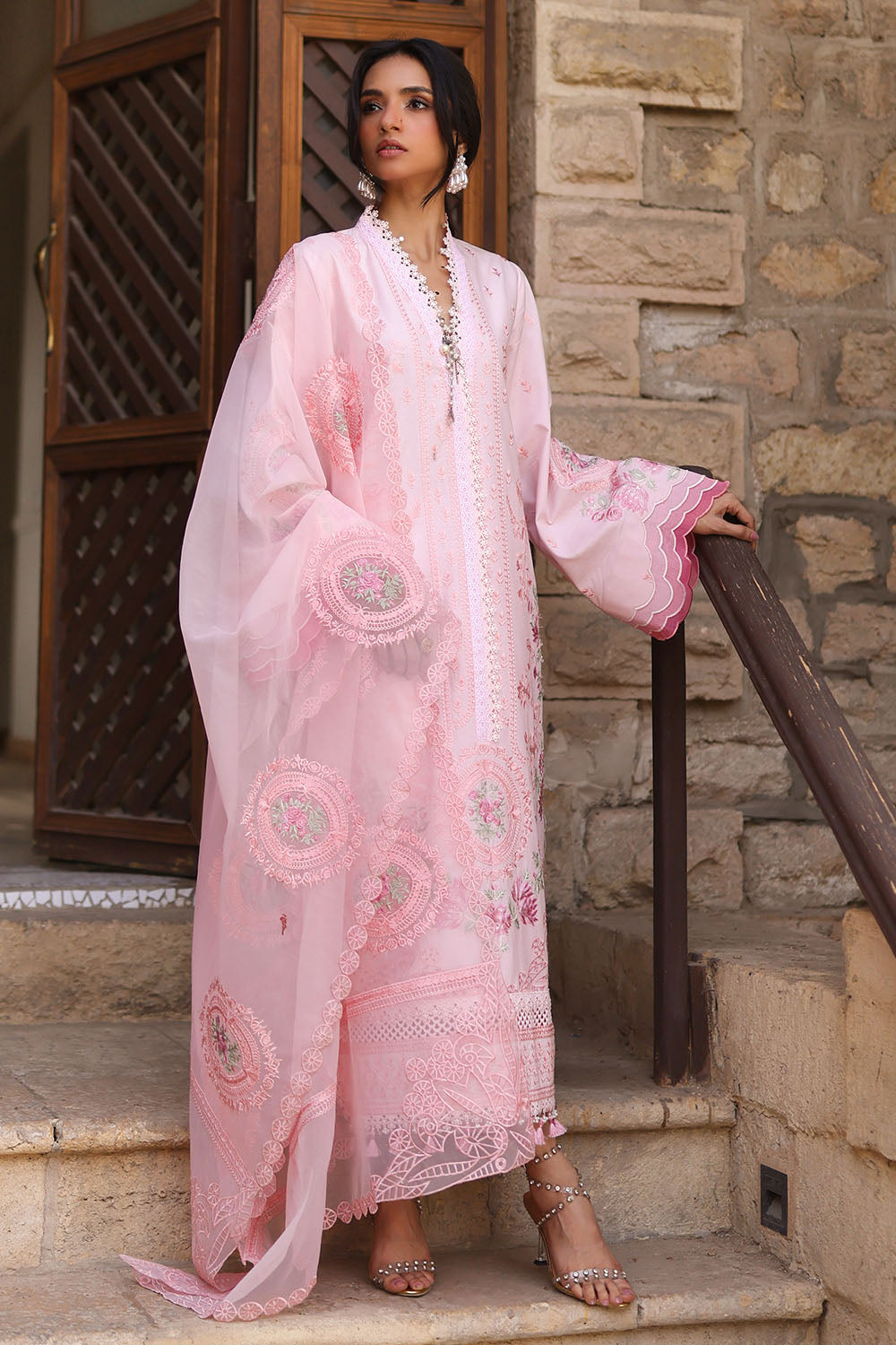 Embroidered Lawn Pink Stitched Suit - Gul Ahmed