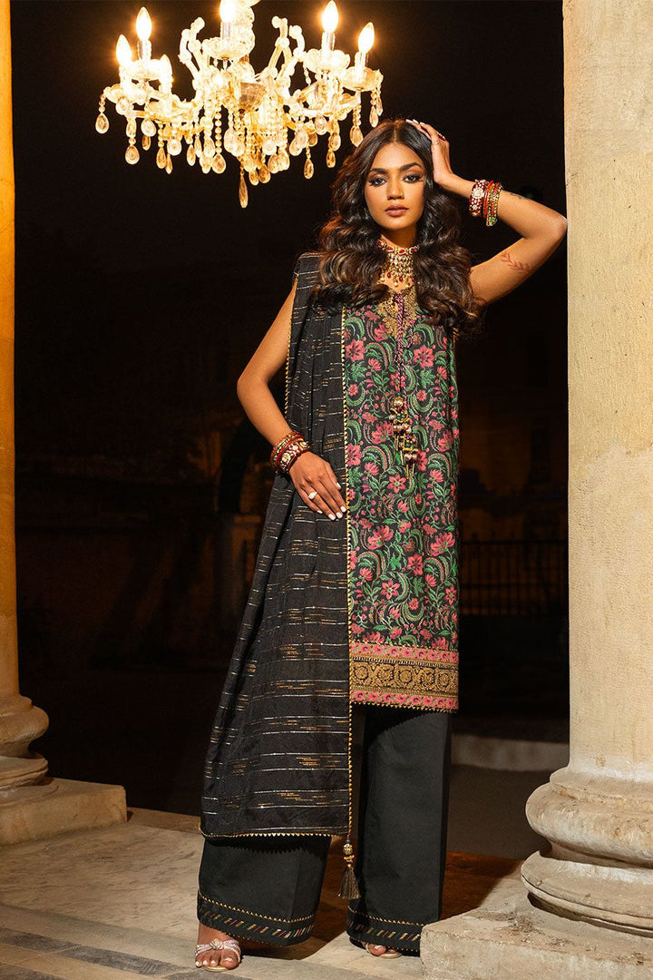 Dobby Lawn Black 3 Piece Suit - Al Karam