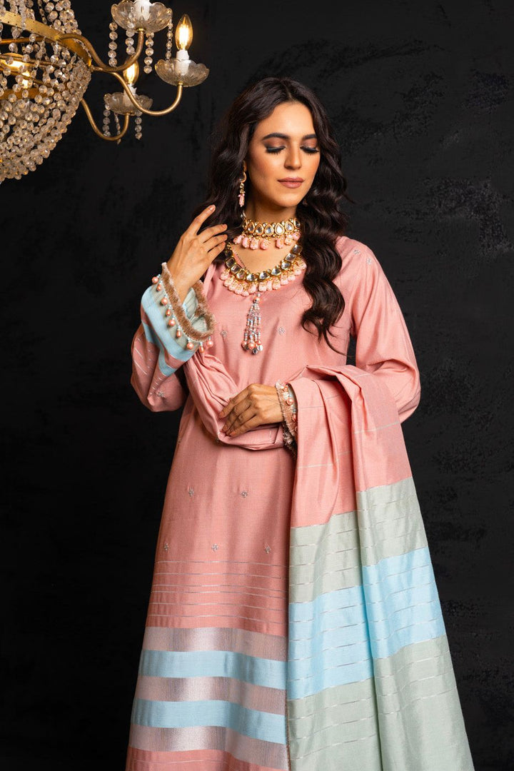 Embroidered Yarn Dyed Pink 2 Piece Suit - Al Karam