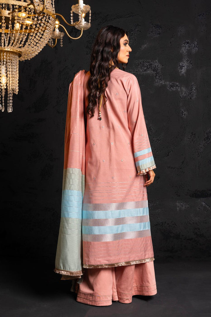 Embroidered Yarn Dyed Pink 2 Piece Suit - Al Karam
