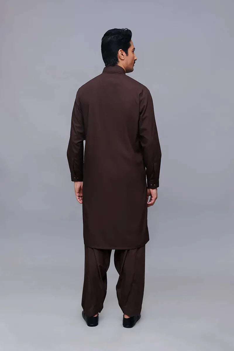 Basic Poly Viscose Chocolate Torte Classic Fit Suit - Amir Adnan