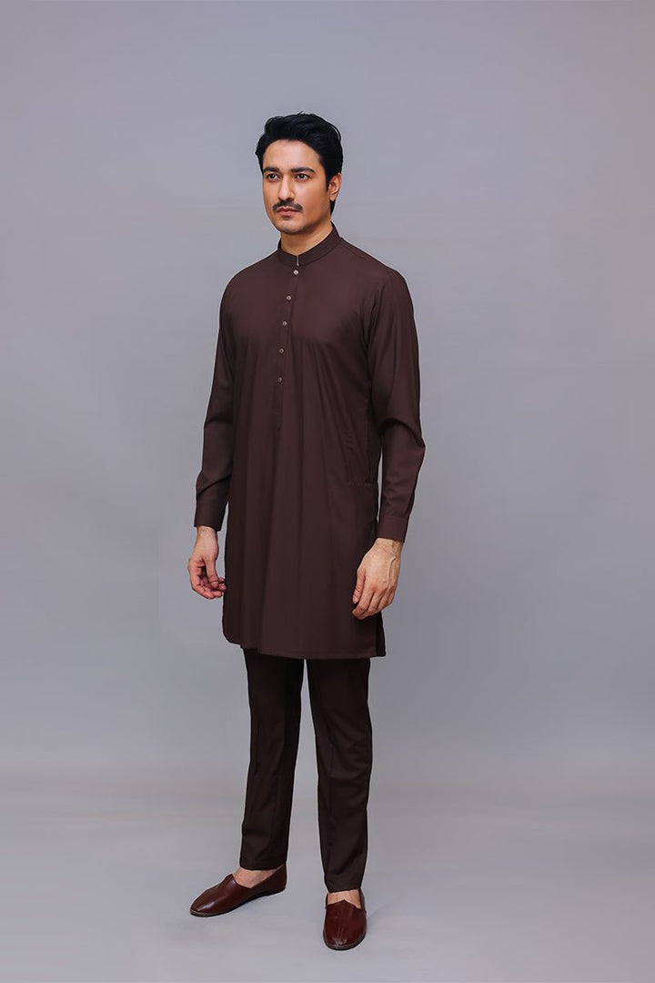 Basic Poly Viscose Chocolate Torte Classic Fit Suit - Amir Adnan