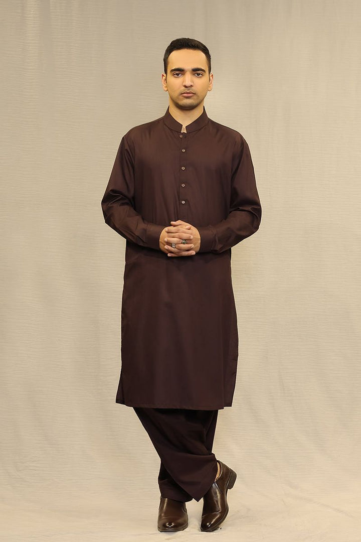 Basic Poly Viscose Deep Mahogany Slim Fit Suit - Amir Adnan