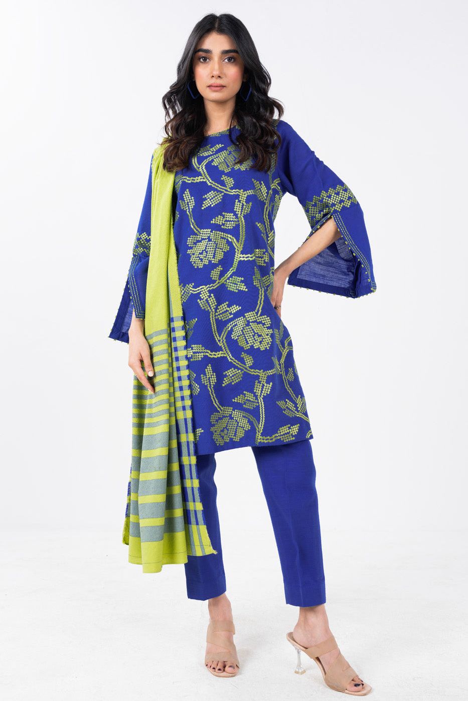 Embroidered Printed Viscose Blue Unstitched Suit - Alkaram