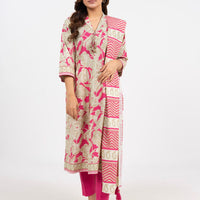 Printed Khaddar Pink Unstitched Suit - Alkaram