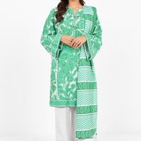 Printed Khaddar Turquoise Unstitched Suit - Alkaram