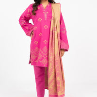 Printed Khaddar Pink Unstitched Suit - Alkaram