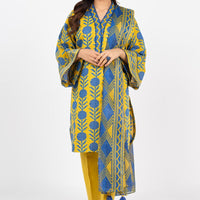Printed Karandi Yellow Unstitched Suit - Alkaram
