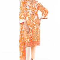 Embroidered Karandi Orange Unstitched Suit - Alkaram