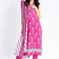 Printed Khaddar Pink Unstitched Suit - Alkaram