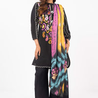 Embroidered Khaddar Black Stitched Suit - Alkaram