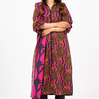 Printed Khaddar Black Unstitched Suit - Alkaram