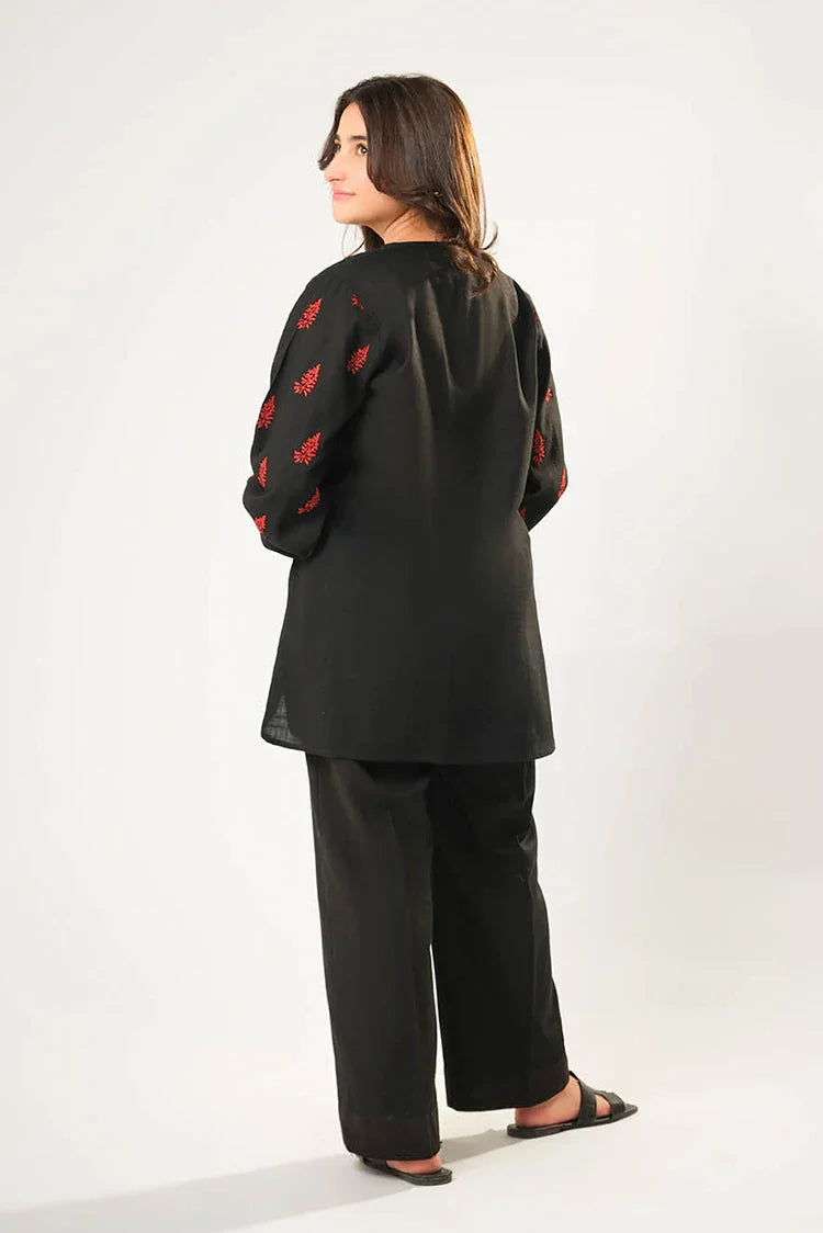 Cotton Khaddar Dyed Black Stitched Suit - Senorita
