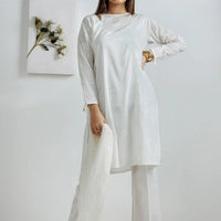 Cotton Lawn White Stitched Suit - Senorita