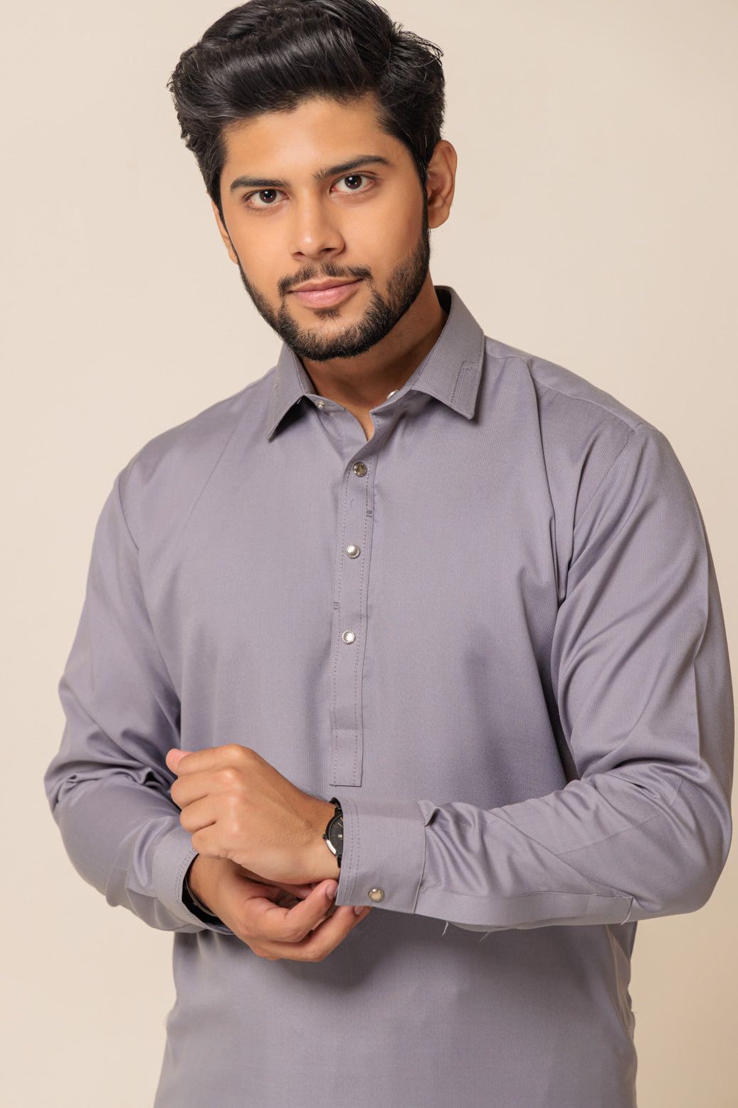 Blended Light Grey Shalwar Kameez - Bonanza