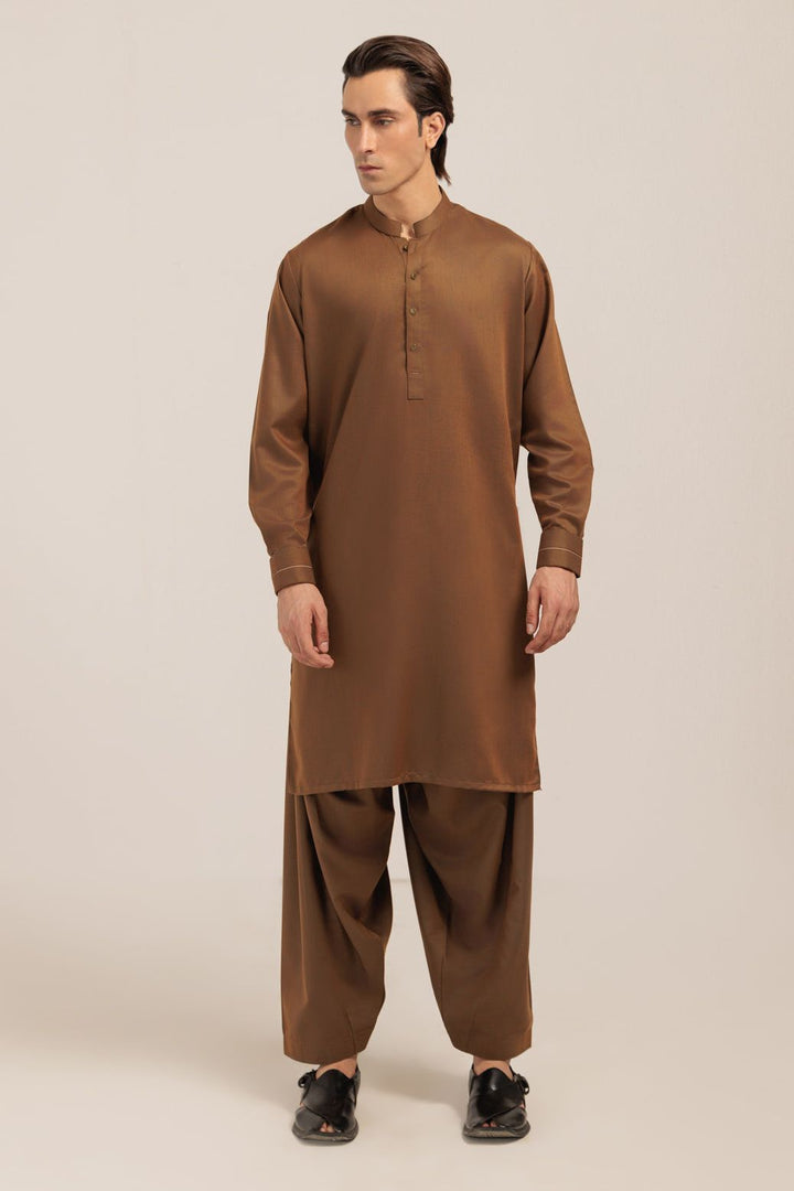Blended Golden Kurta Shalwar - Bonanza