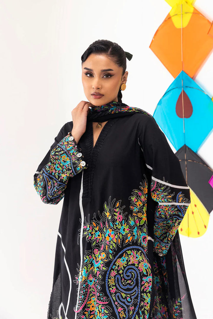 Lawn Black Stitched Suit - Sana Safinaz