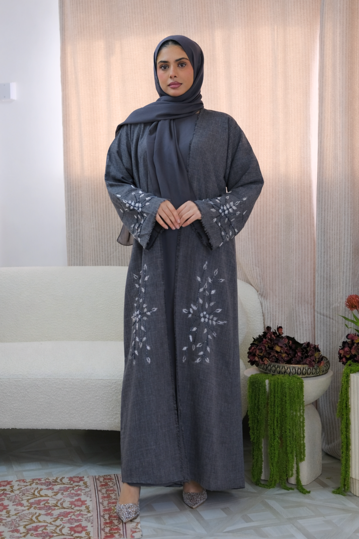 Charcoal Bloom Abaya