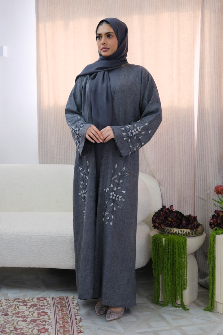 Charcoal Bloom Abaya