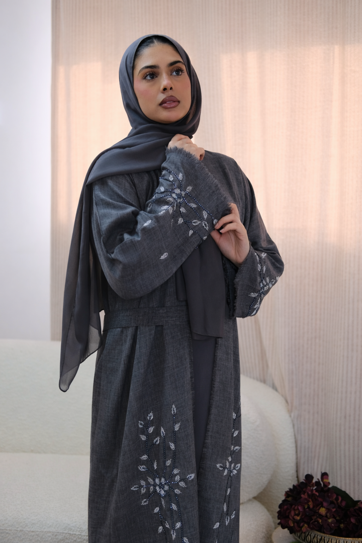 Charcoal Bloom Abaya