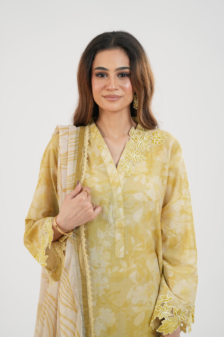 Honey Ember - Farasha Printed Essentials Stitched