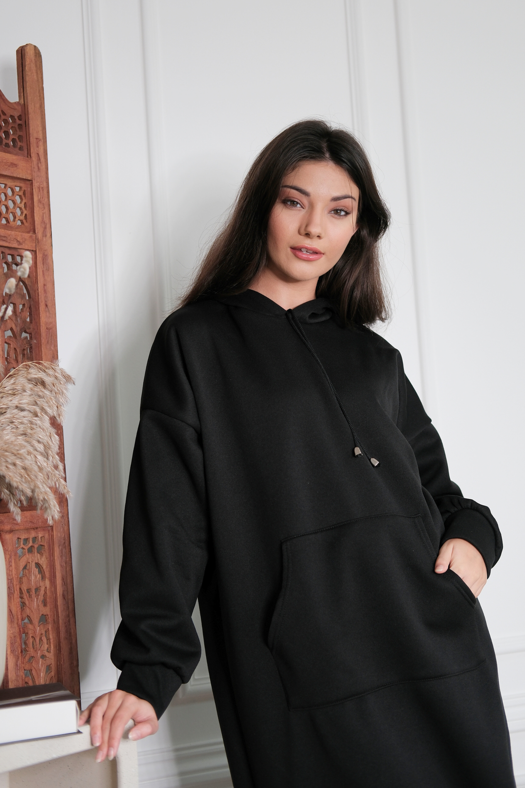 Signature Black Hoodie Dress