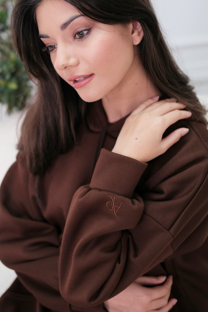 Signature Brown Hoodie Dress