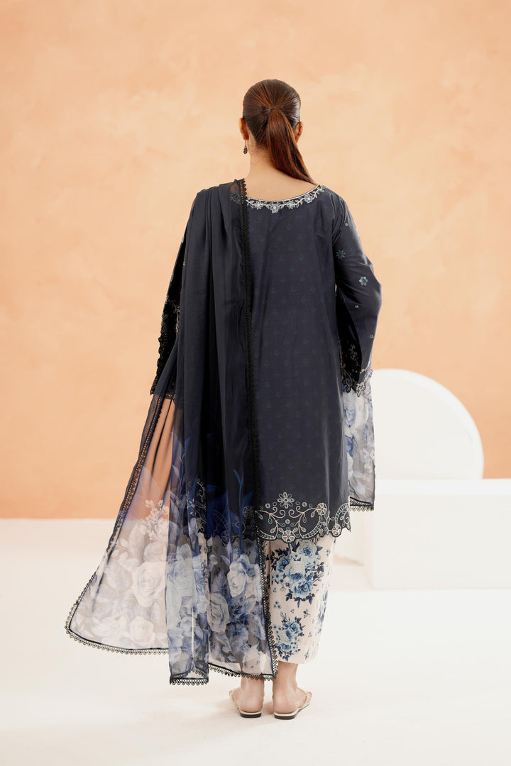 Embroidered Lawn Navy Blue Stitched Suit - Iznik