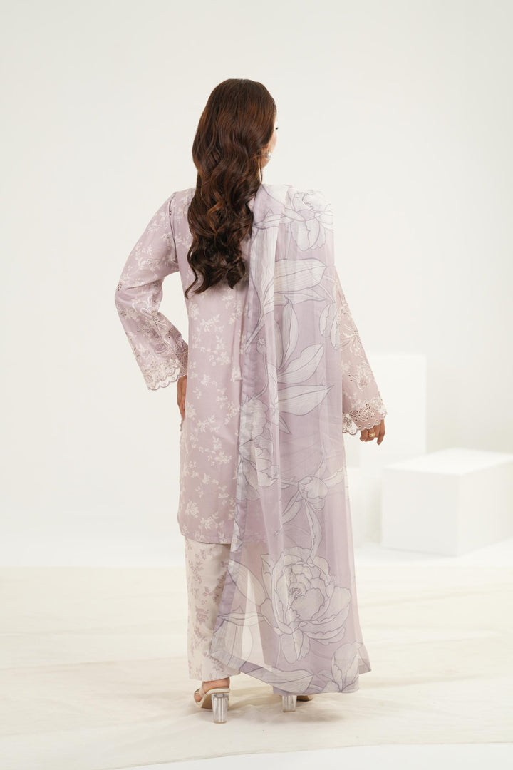 Embroidered Lawn Lilac Stitched Suit - Iznik