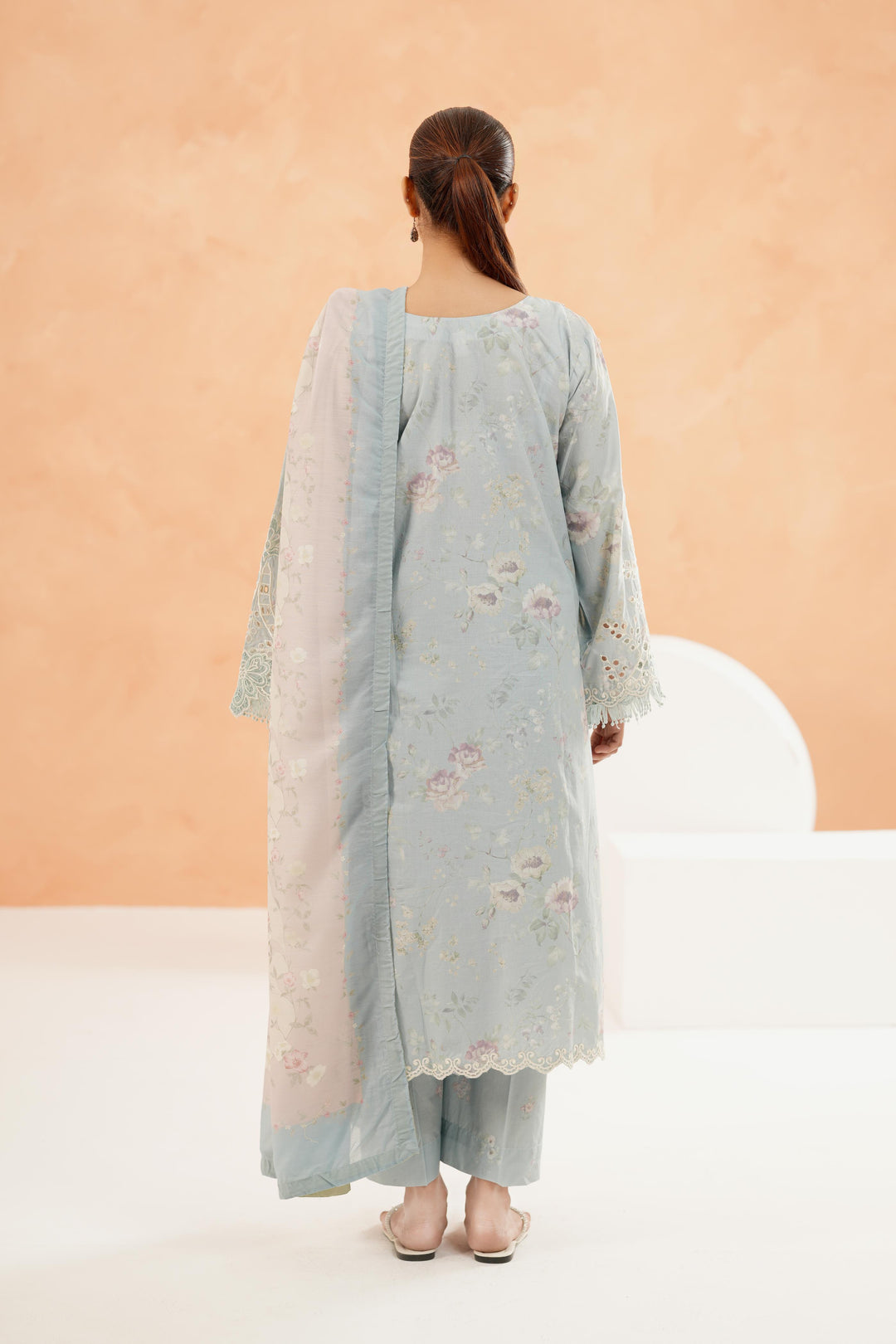 Embroidered Lawn Sky Blue Stitched Suit - Iznik