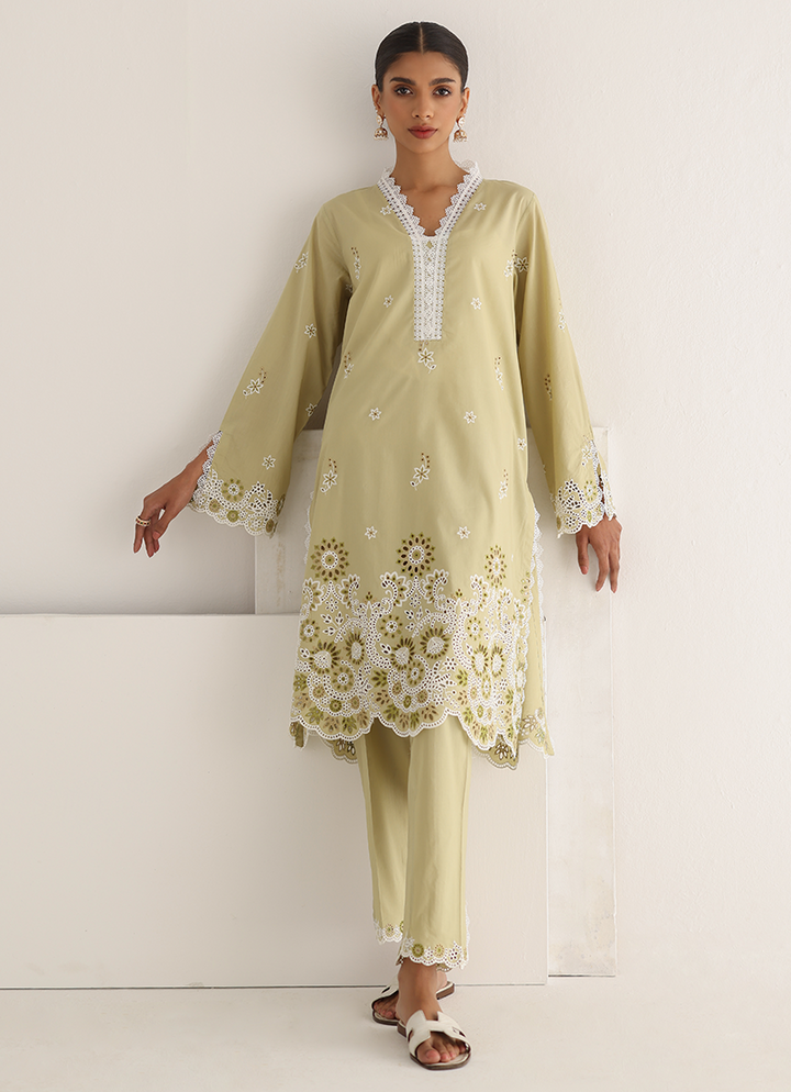 Pure Cotton Green Stitched Suit - Image