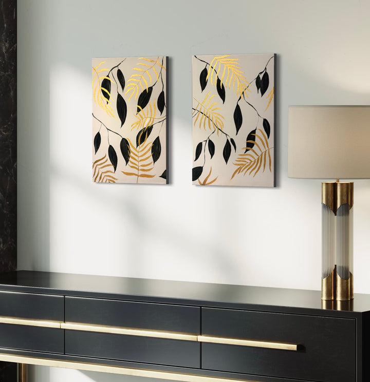 Falling Gold - Set Of 2 Canvases