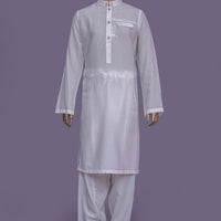 Plain Milky White Shalwar Kameez - Raf Raf
