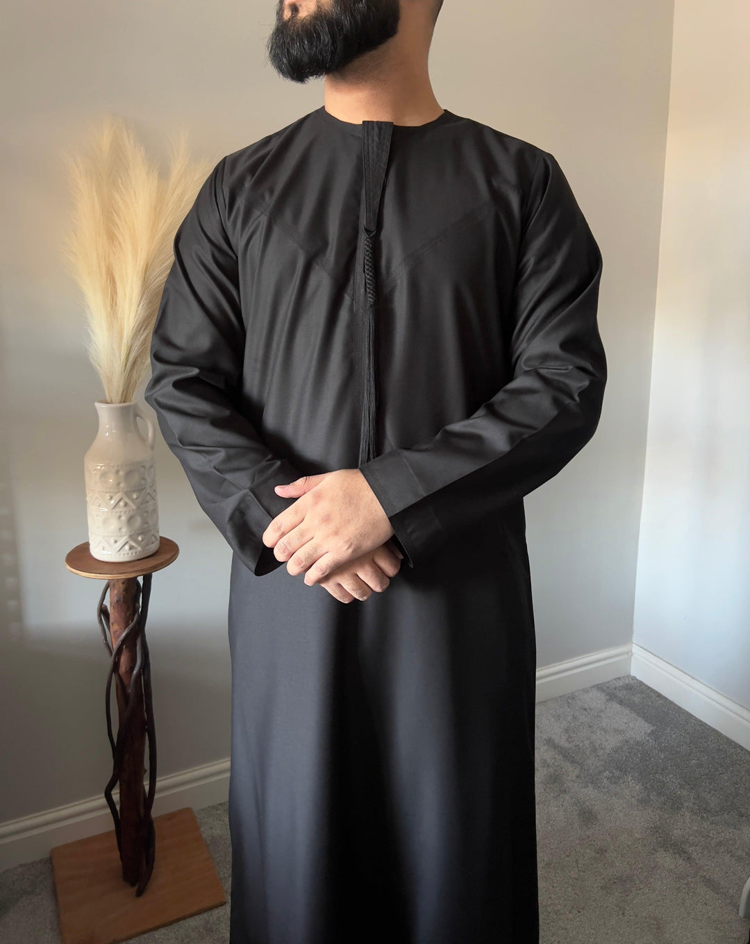 Emaar Matte Midnight Black Premium Emirati Thobe - Jiah