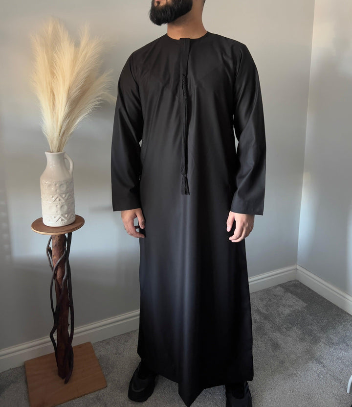 Emaar Matte Midnight Black Premium Emirati Thobe - Jiah
