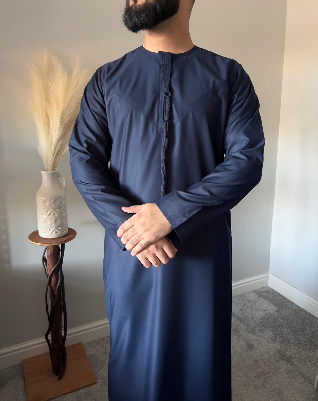 Emaar Matte Navy Blue Premium Emirati Thobe - Jiah